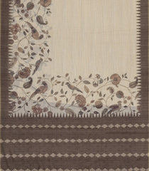 Off White Printed Synthetic Linen Saree with Jhalar-BL5346