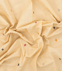 Cream Handloom Kanchi Cotton Saree With Diamond Buttas-KC1753