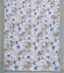 Cream Printed Synthetic Linen Saree With Floral Motifs-SY0205