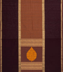 Dusty Peach Handloom Muppagam Kanchi Cotton Saree With Checks & Buttas-KC1761