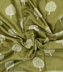 Cardamom Green Printed Synthetic Dola Saree With Zari Stripes & Border-BL5390