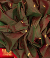 Green Handloom Gadwal Silk Cotton Saree With Contrast Border-GA0174