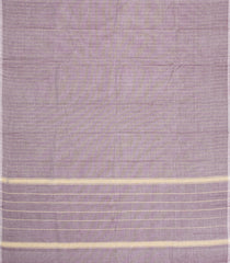 Grey Woven Chettinad Cotton Saree With Zari Stripes-CN1937