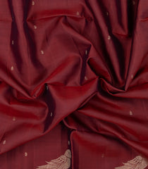 Maroon Handloom Soft Silk Saree With Zari Buttas & Contrast Border-SO4789