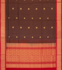 Maroon Handloom Silk Cotton Saree With Checks & Buttas-SC4234