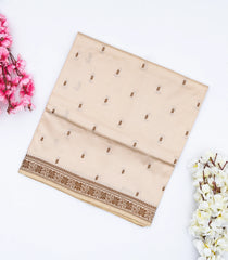 Taupe Banarasi Silk Saree With Floral Motifs