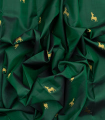 Dark Green Handloom Kanchipuram Silk Saree With Deer Buttas-KA12744
