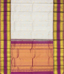 Off White Handloom Kanchipuram Korvai Silk Saree With Stripes & Buttas