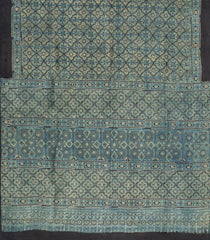 Aquamarine Woven Pure Silk Saree With Ajrakh Print-TU3211