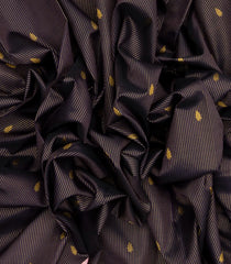 Black Handloom Korvai Kanchipuram Silk Saree With Stripes & Buttas-KA12513