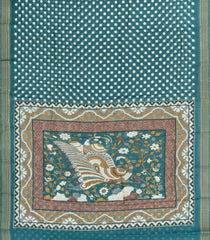 Cyan Printed Blended Viscose Saree With Kalamkari Pallu-BL5780