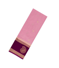 Baby Pink Woven Art Crepe   Saree With Buttas & Contrast Border-BL5116
