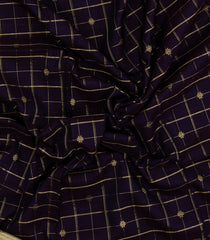 Black Handloom Soft Silk Cotton Saree With Checks & Buttas-SC4305