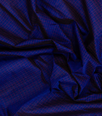 Blue Handloom Silk Cotton Saree With Checks-SC4288