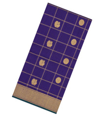 Violet Handloom Kanchipuram 9 Yards Silk Saree With Zari Checks-KA15414