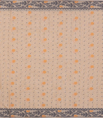 Sandal Handloom Bengal Cotton Saree With Floral motifs-BG1802