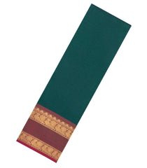 Teal Woven Chettinad Cotton Saree With Contrast Border-CN1908