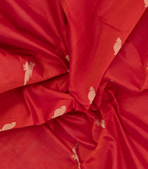 Red Handloom Silk Cotton Saree With Zari Buttas-SC4553
