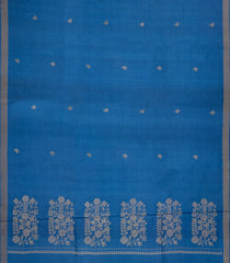 Light Blue Woven Tussar Silk Saree With Floral Motifs-TU3260