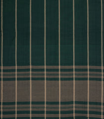 Bottle Green Woven Bengal Cotton Saree With Stripes & Contrast Pallu-BG1894