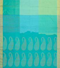 Turquoise Handloom Soft Silk Saree With Floral Motifs & Border-SO4545