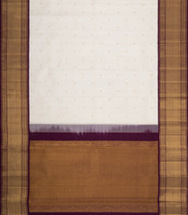 White Handloom Korvai Kanchipuram Silk Saree With Zari Buttas-KA16339