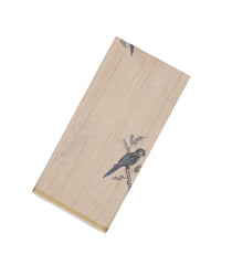 Taupe Woven Synthetic Manipur Silk Saree With Blue Printed Bird Motifs-BL4952