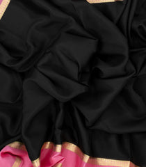 Black Woven Mysore Crepe Silk Saree With Contrast Border-MS3163