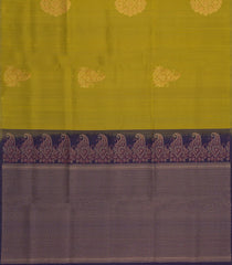 Olive Green Handloom Soft Silk Saree With Floral Motifs & Zari Pallu-SO4411