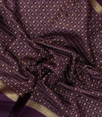 Dark Purple Handloom Kanchipuram Silk Saree With Zari Checks-KA15188