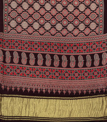 Black Printed Modal Silk Saree With Zari Pallu-PS0736
