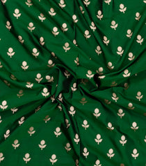 Green Woven Blended Satin Saree With Floral Zari Buttas-BL6018