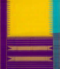 Lemon Yellow Handloom Korvai Kanchipuram Silk Saree With Ganga Jamuna Border-KA13936