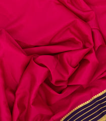Hot Pink Woven Mysore Crepe Silk Saree With Navy Blue Border-MS3175