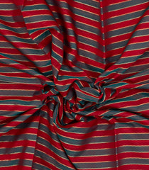 Red & Grey Handloom Soft Silk Cotton Saree With Veldari Stripes-KA15741
