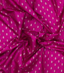 Hot Pink Woven Tussar Silk Saree With Floral Buttas-TU3415