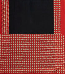 Black Printed Jaipur Cotton Saree With Printed Floral Motif Border-JC1916