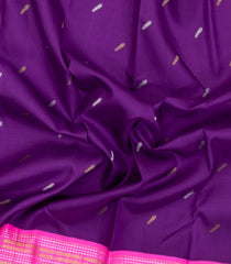 Purple Handloom Korvai Kanchipuram Silk Saree With Buttas-KA15960