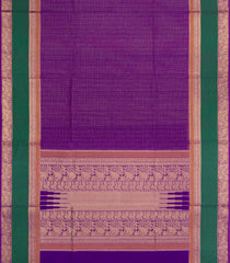 Purple Handloom Silk Cotton Saree With Checks & Dots-SC3976