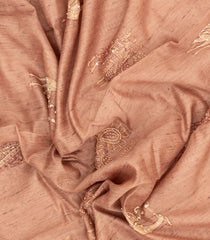 Peach Printed Art Dupion Saree With Bird Motifs-BL6139