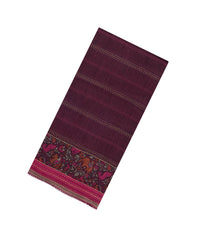 Burgundy Printed Tussar Silk Saree With Floral Motifs In Border-TU3690