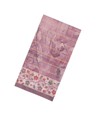 Dusty Pink Printed Synthetic Dola Silk Saree With Zari Stripes & Border -SY0366
