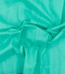 Turquoise Handloom Gadwal Cotton Saree With Checks & Contrast Temple Border-GA0312