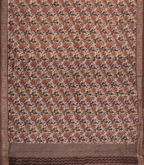 Beige Printed Chanderi Cotton Saree With Zari Border-CC1593