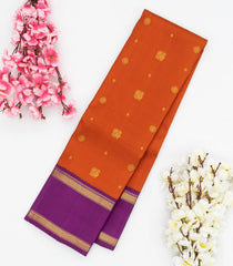 Orange Handloom Kanchipuram Korvai Silk Saree With Annam Buttas