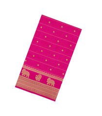 Hot Pink Printed Art Dola Silk Saree With Stripes & Printed Pallu-BL5761