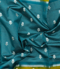 Sea Green Woven Banarasi Poona Silk Saree With Checks & Buttas-BP1013