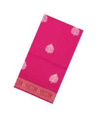 Hot Pink Printed Synthetic Dola Silk Saree With Zari Stripes & Border-SY0317