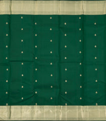 Dark Green Handloom Kanchipuram Silk Saree With Chevron Motifs-KA14276