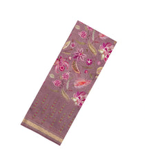 Lilac Printed Chanderi Cotton Saree With Floral Motifs-CC1749